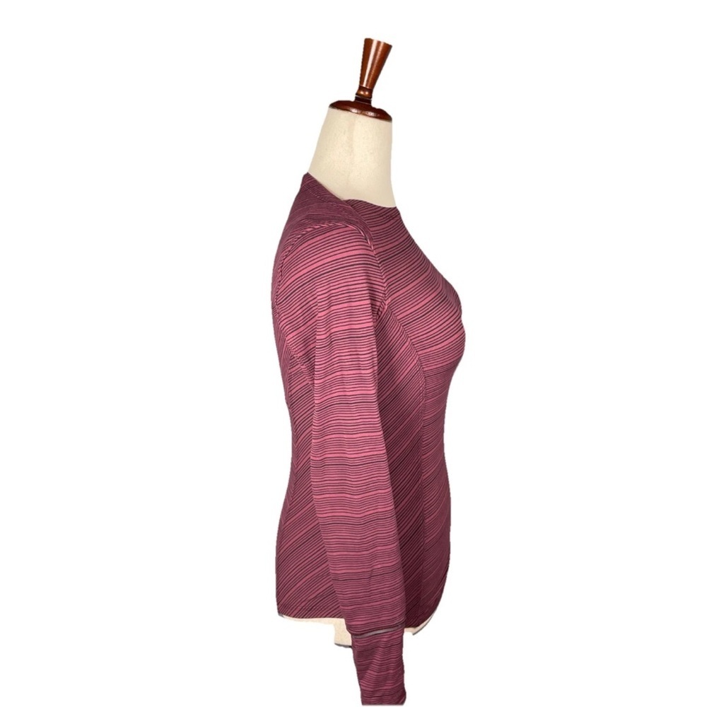 LULULEMON KANTO CATCH ME LONG SLEEVE TOP STRIPE WINE BERRY BLACK YOGA Size 6 - Picture 5 of 6